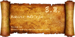 Babitz Mária névjegykártya